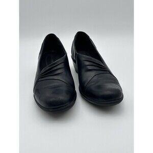 Clark’s Collection Women’s 9 Rouched Slip On Mule Clogs Black Comfort Shoes